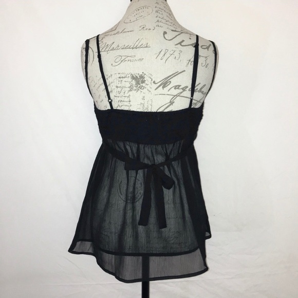 FIRE - LOS ANGELES | Lace Trim Sheer Tie-Back Cami - Picture 3 of 8